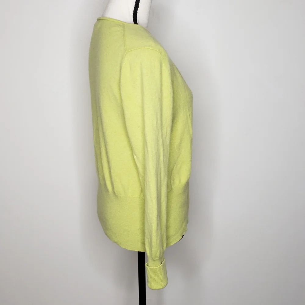 Vintage Sweater Cardigan Small Cashmere Marshall Fields Green Crewneck - Picture 5 of 15